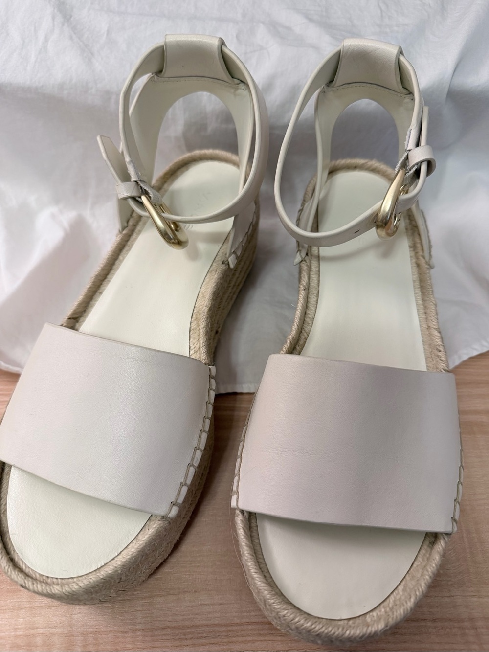 Vince Cream Ankle-Strap Espadrille Sandals